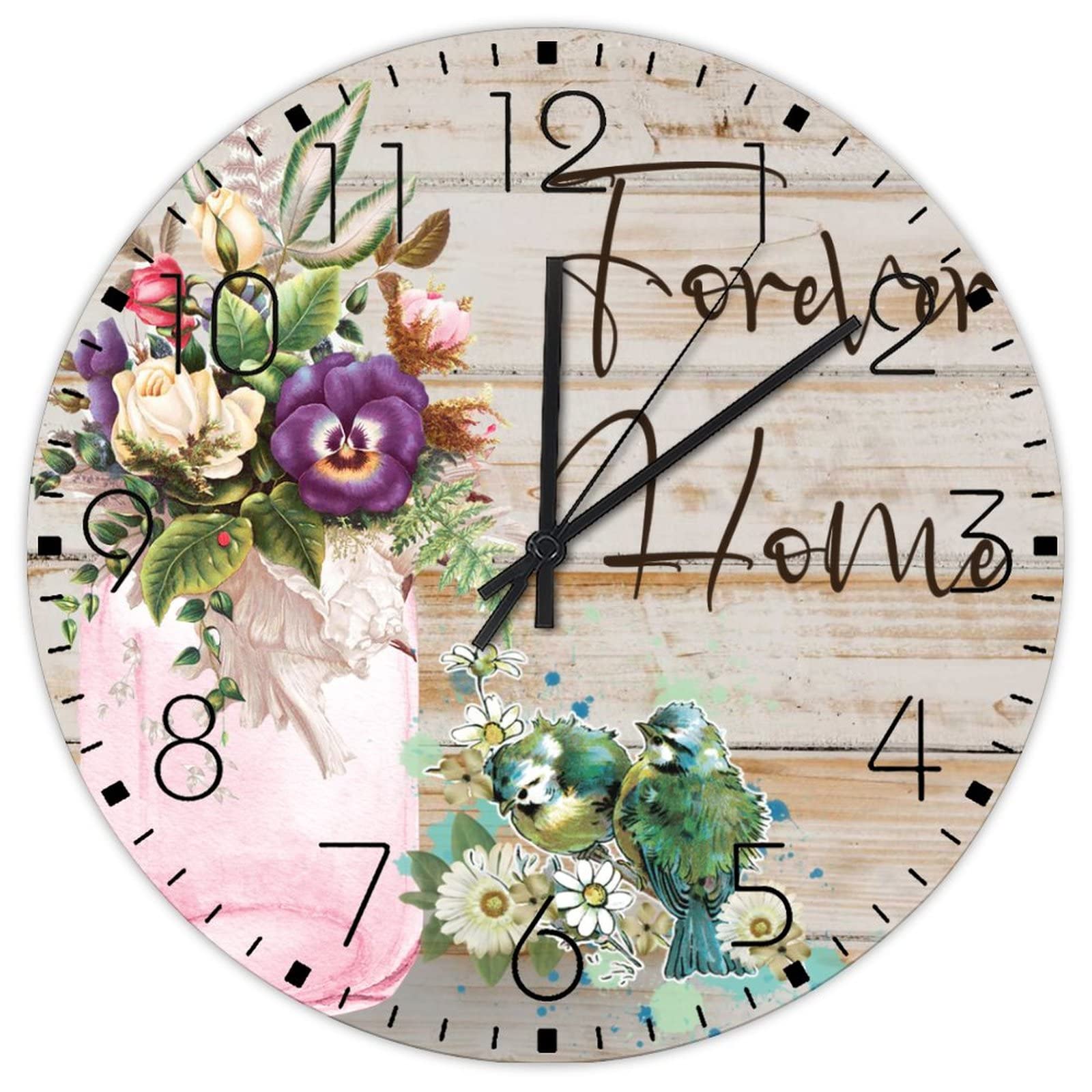 Horloge murale minimaliste en bois ronde rustique de 30.5 cm