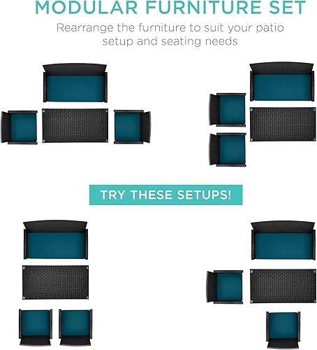 Miniatura 22 de Best Choice Products Juego de muebles de conversación de patio de mimbre al aire libre de 4 piezas para patio trasero con mesa de café, cojines de