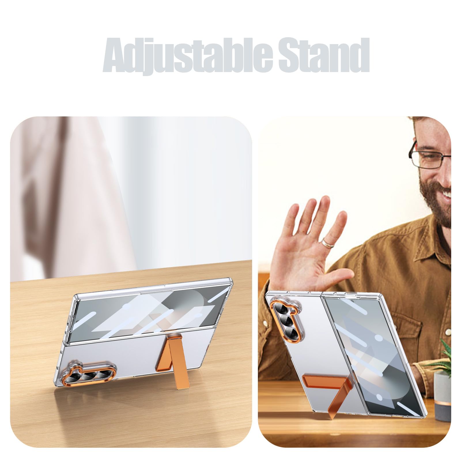 Custodia Trasparente Per Samsung Galaxy Z Fold 8 Ultra, Stand, Cover PC | Cover PC minimalista anti-ingiallimento con mini stand. Antigraffio, antishock, pellicola schermo(Purple)