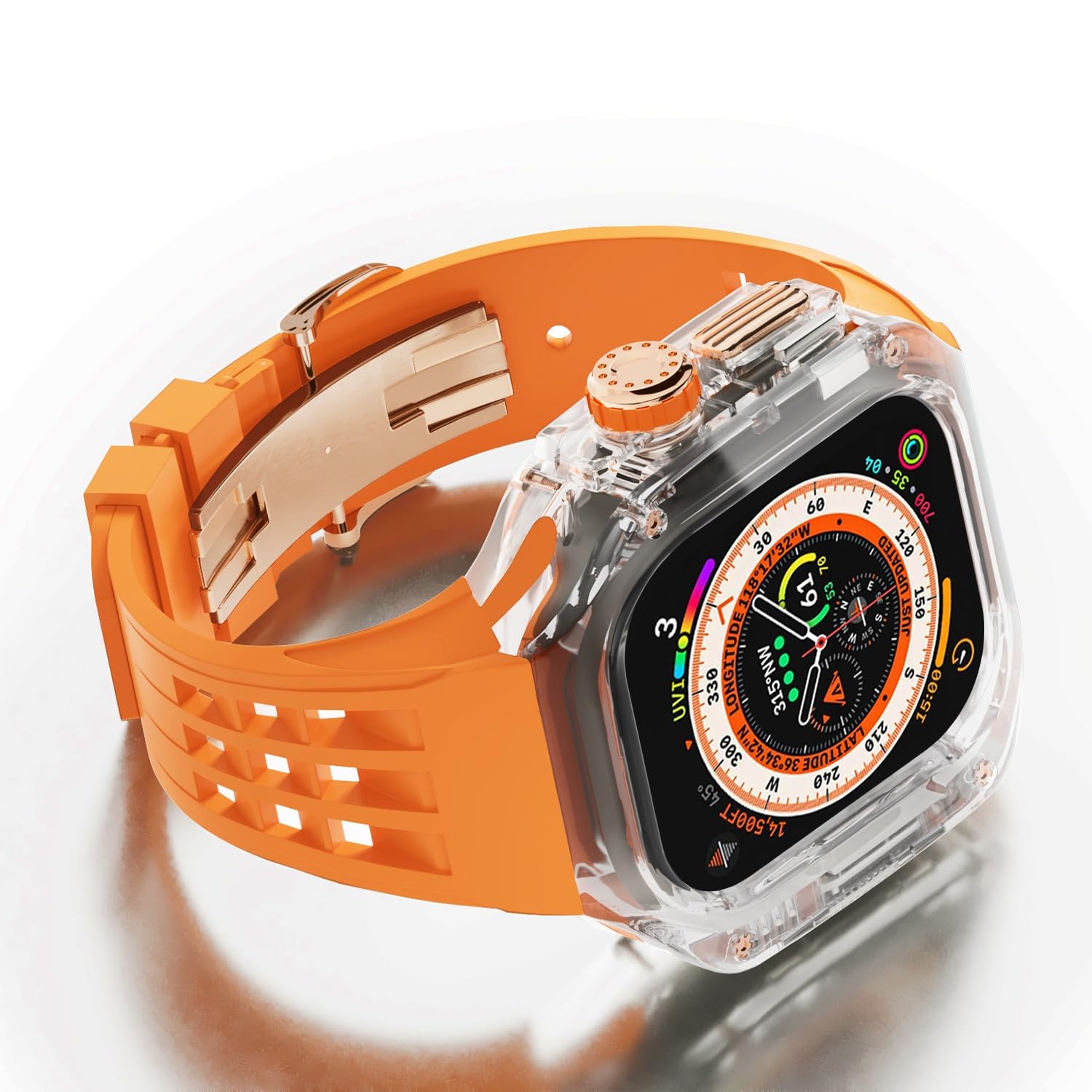Luksusowy zestaw do modyfikacji do Apple Watch Ultra 49 mm przezroczysta obudowa do iWatch serii 49 mm sportowa gumowa opaska zestaw akcesoria