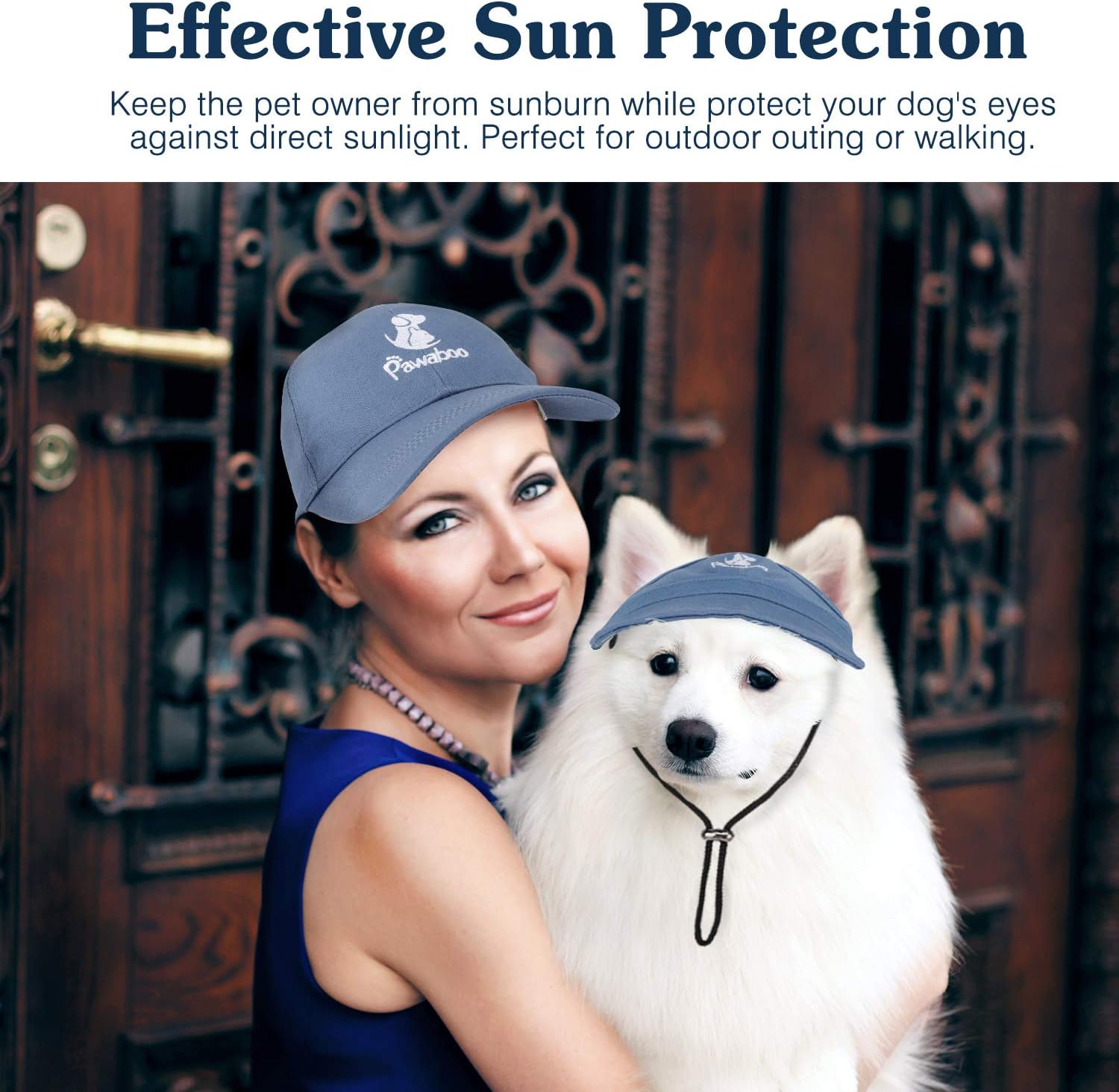 Pawaboo Dog Parent-Child Hats, Pet's Mom/Dad Baseball Cap Set, Dog Visor Cap Sun Protection Hats with Ear Holes and Adjustable Strap, Family Matching Hats for Owner and Lovely Pet, Small, Blue : Pet Supplies