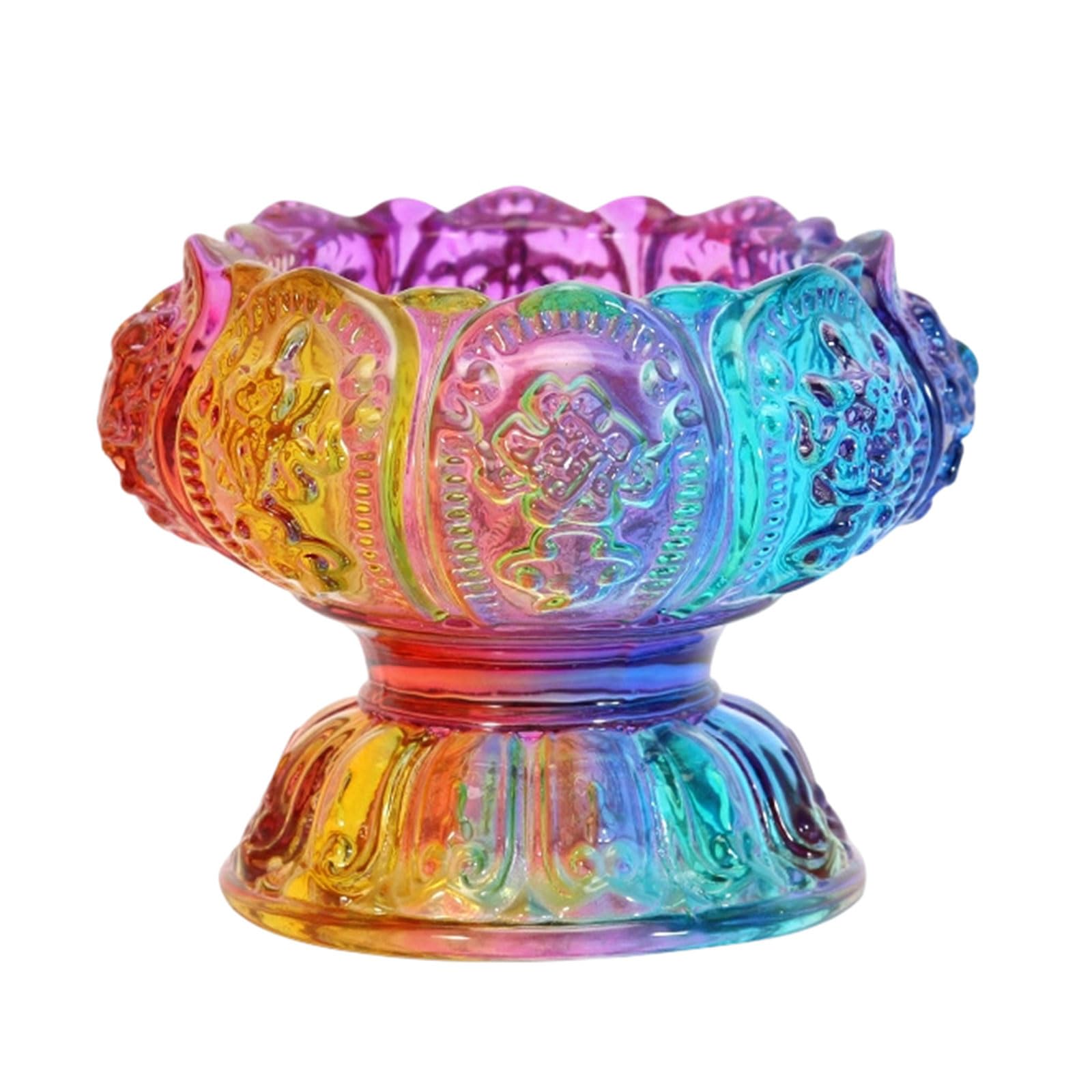 Ekoama Elegant Crystal Lamp Base With Traditional Eight Lucky Patterns For Buddhist Worship And Home Decor