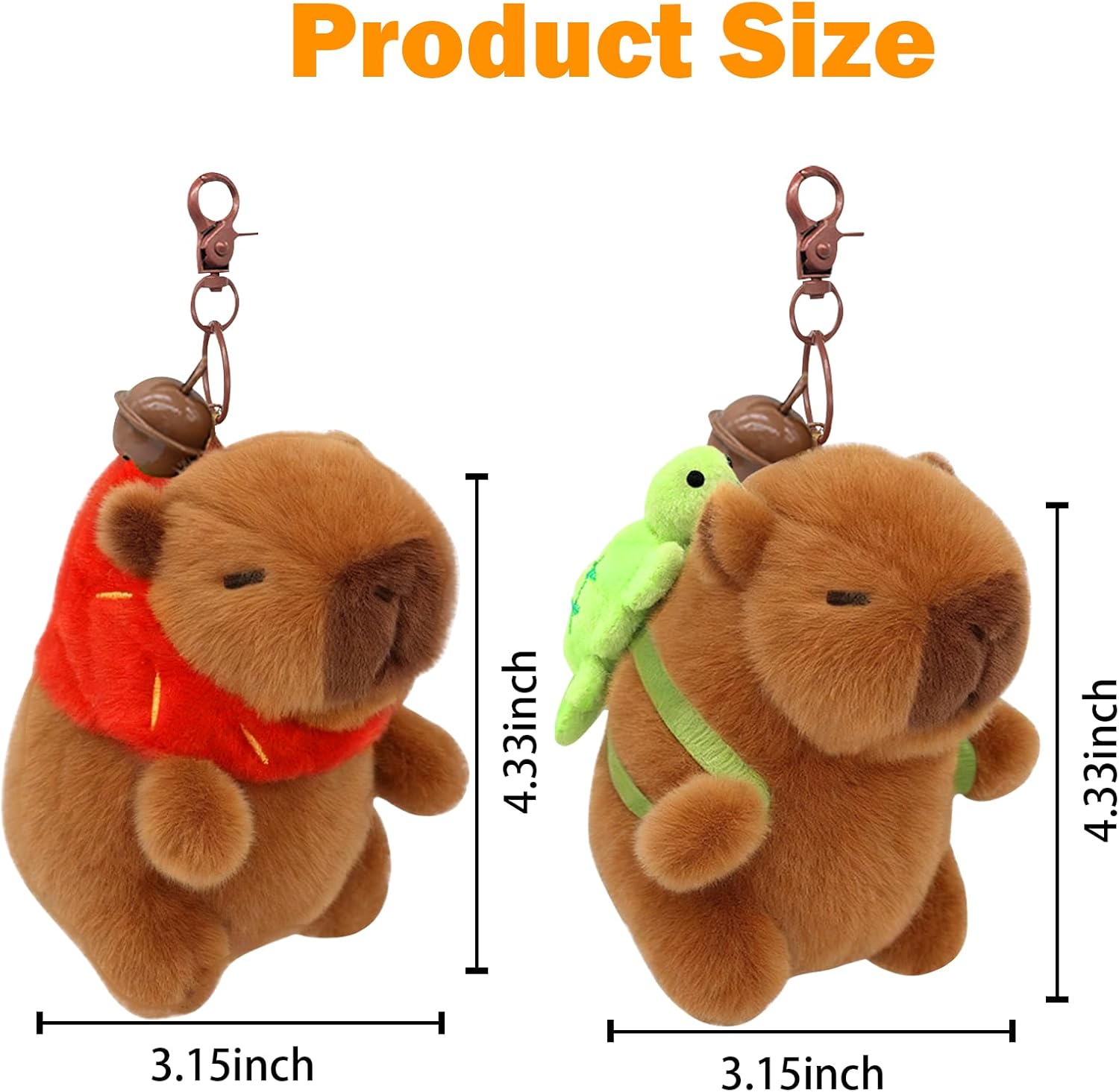 4 Pcs Capybara Plush Keychain Toy,Capybara Stuffed Animals Toy 4'' Cute Capybara Plush Toy Doll Key Chain for Party Graduation Gifts Birthday Mother's Day Gift