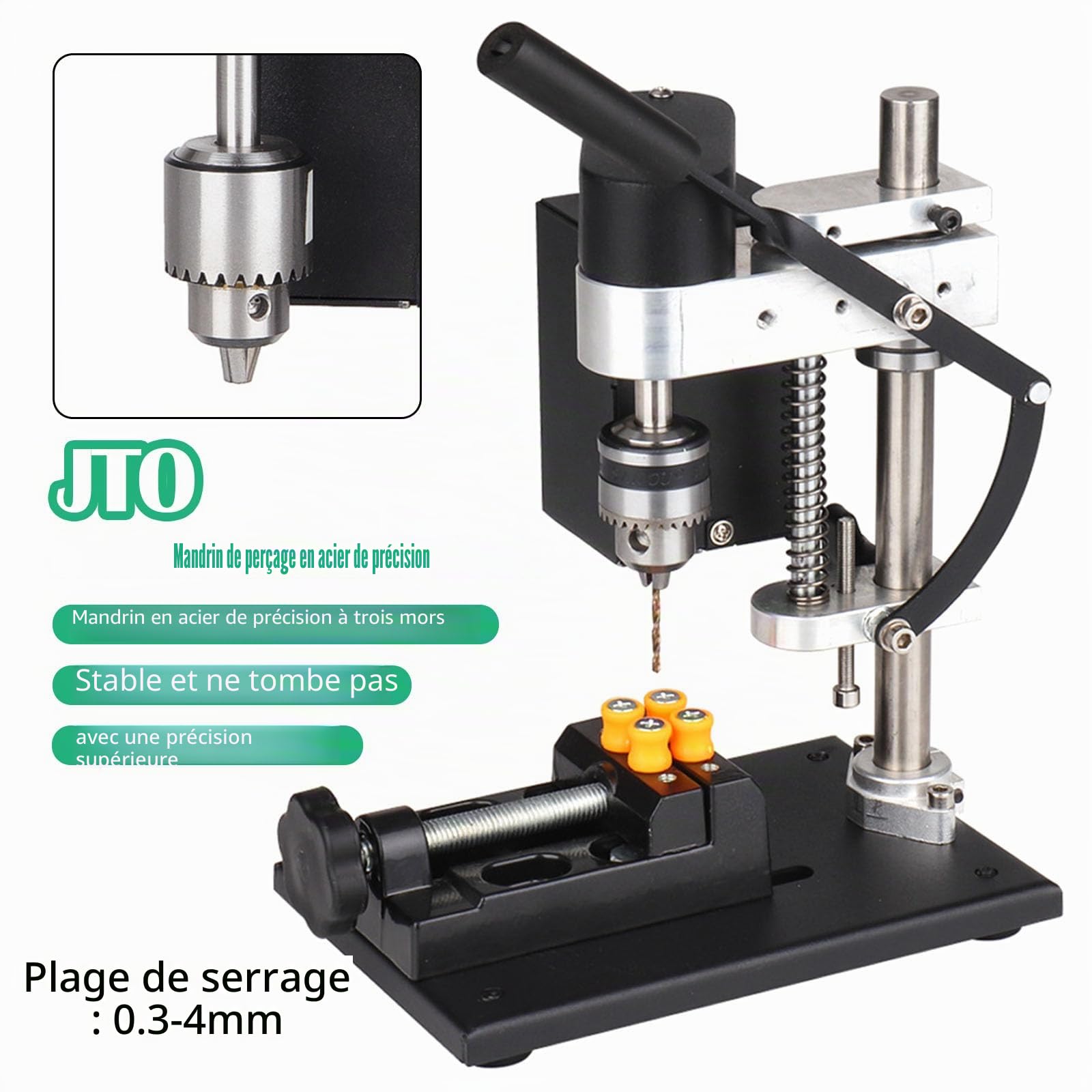 Perceuse à colonne 250 W Mini perceuse d'établi 7 vitesses réglables Mandrin 0,3-4 mm 50 mm Hauteur réglable Métal, bois, acrylique, aluminium