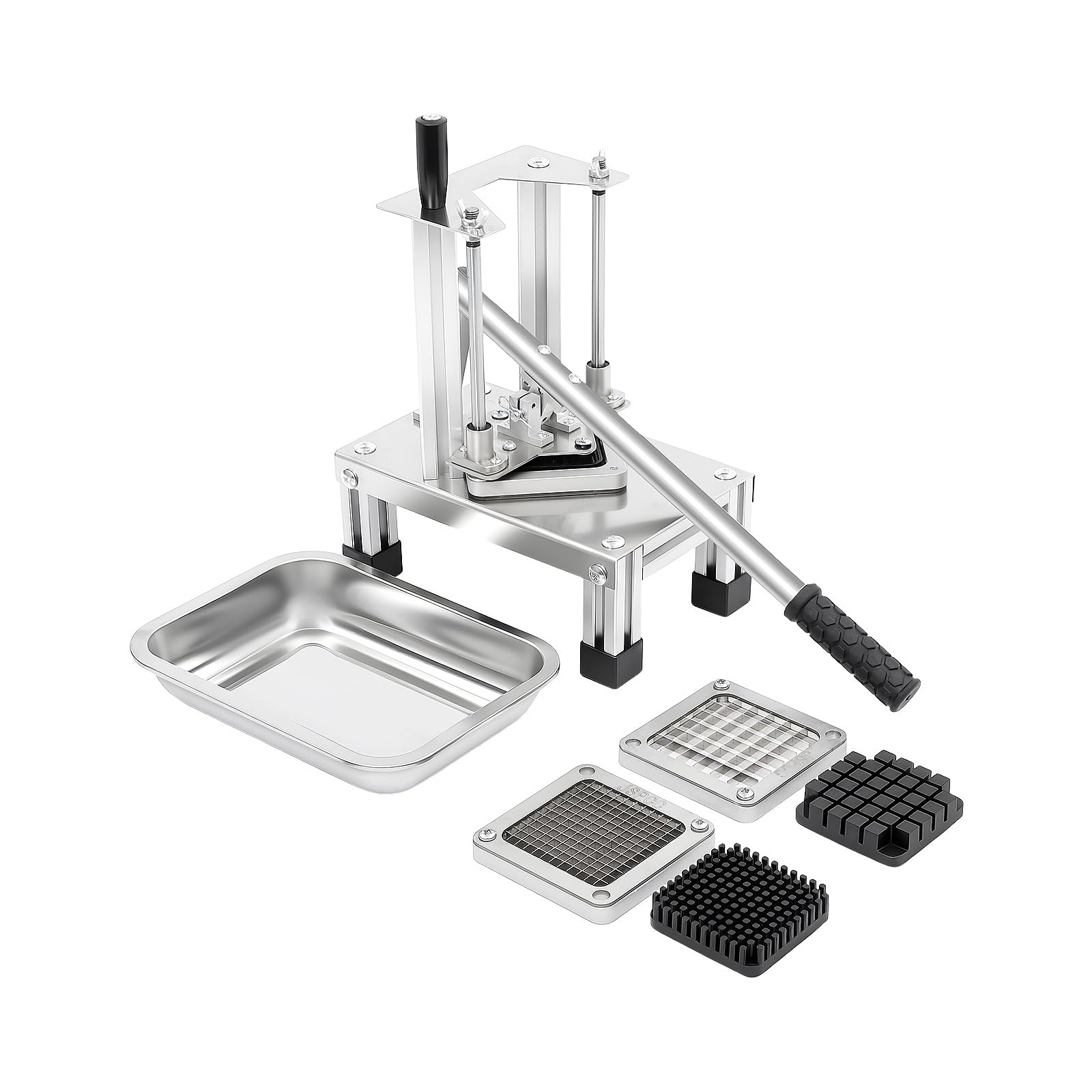 Affettatrice professionale per patate | Tagliapatate a 3 dimensioni (7/10/14 mm) e ciotola in acciaio inox | Affettatrice per friggere francese commerciale per patatine fritte