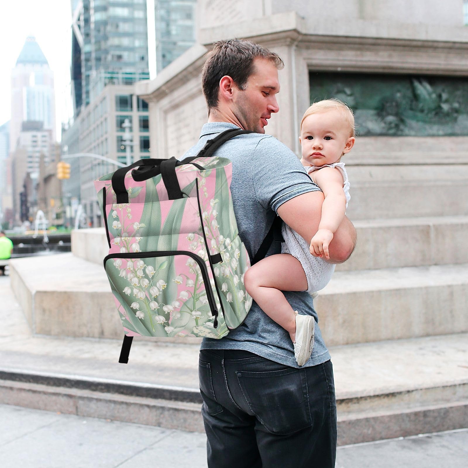 Borsa per pannolini zaino per mamme papà Lily Valley Bellflower