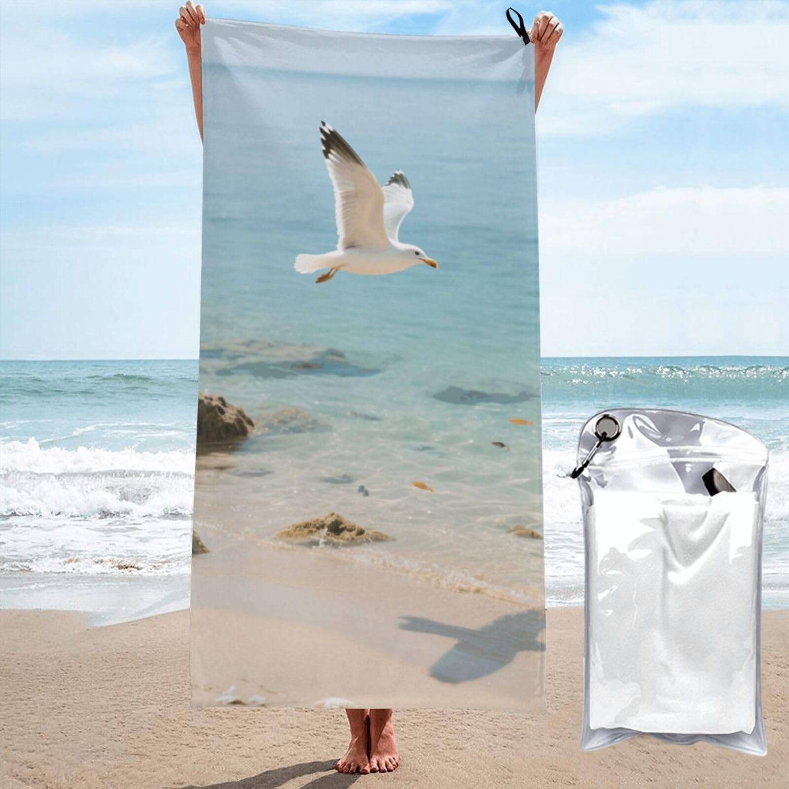 LMNGH Ocean Bath Towel Super Absorbent Quick Dry Bathroom Towel Sand Free Microfiber Beach Towels for Bathroom, Gym, Spa and Hotel Towel 27.5"x55"