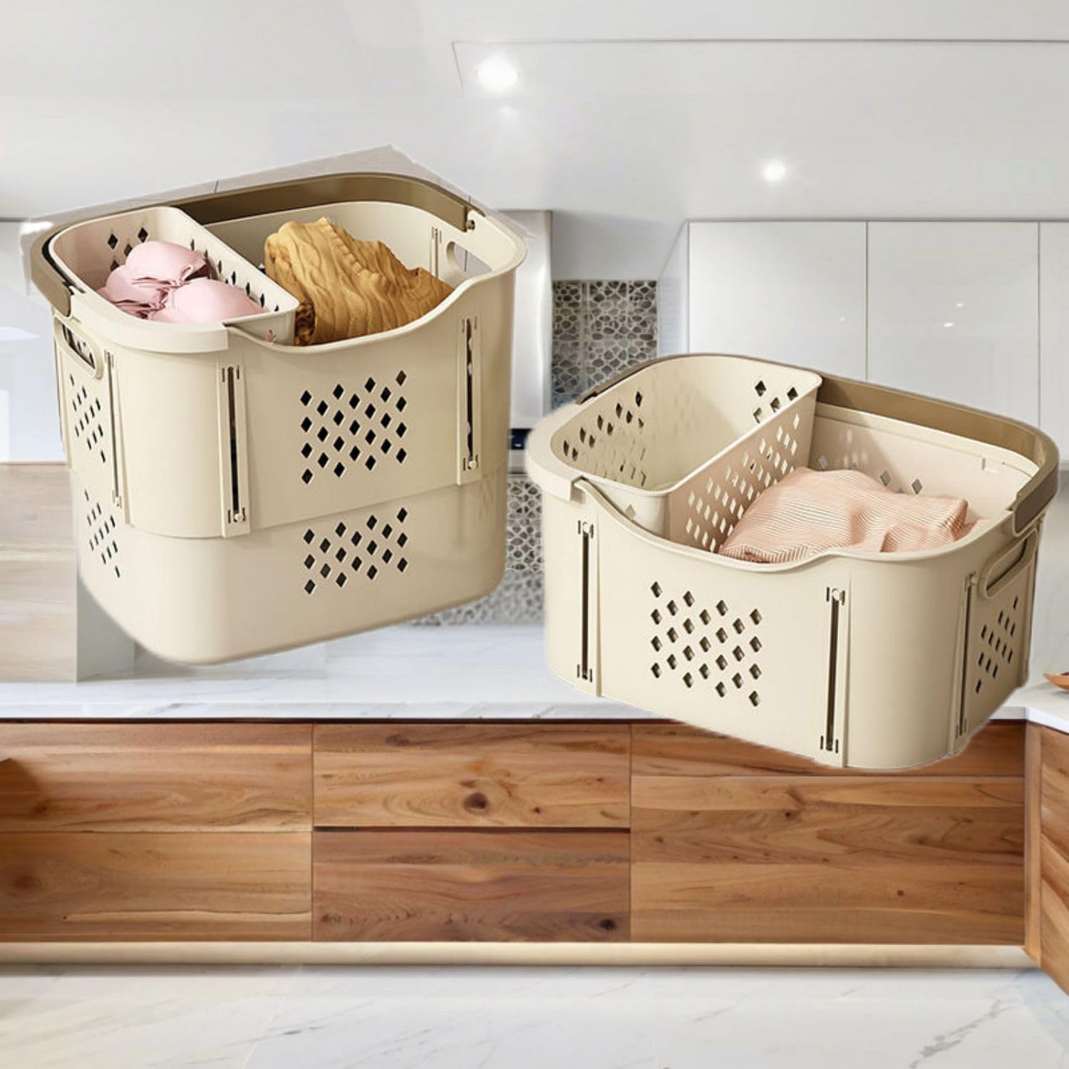 折叠脏衣篮家用大容量浴室卫生间厕所收纳筐镂空透气洗衣篮脏衣篓 KCookware Accessories - 1785