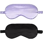 2Pack Silk Sleep Mask,IEKEODI Eye Mask for SleepingElastic Blackout Eye Mask & Blindfold for Full Night\'s Sleep,Travel and Nap(Black+Purple)
