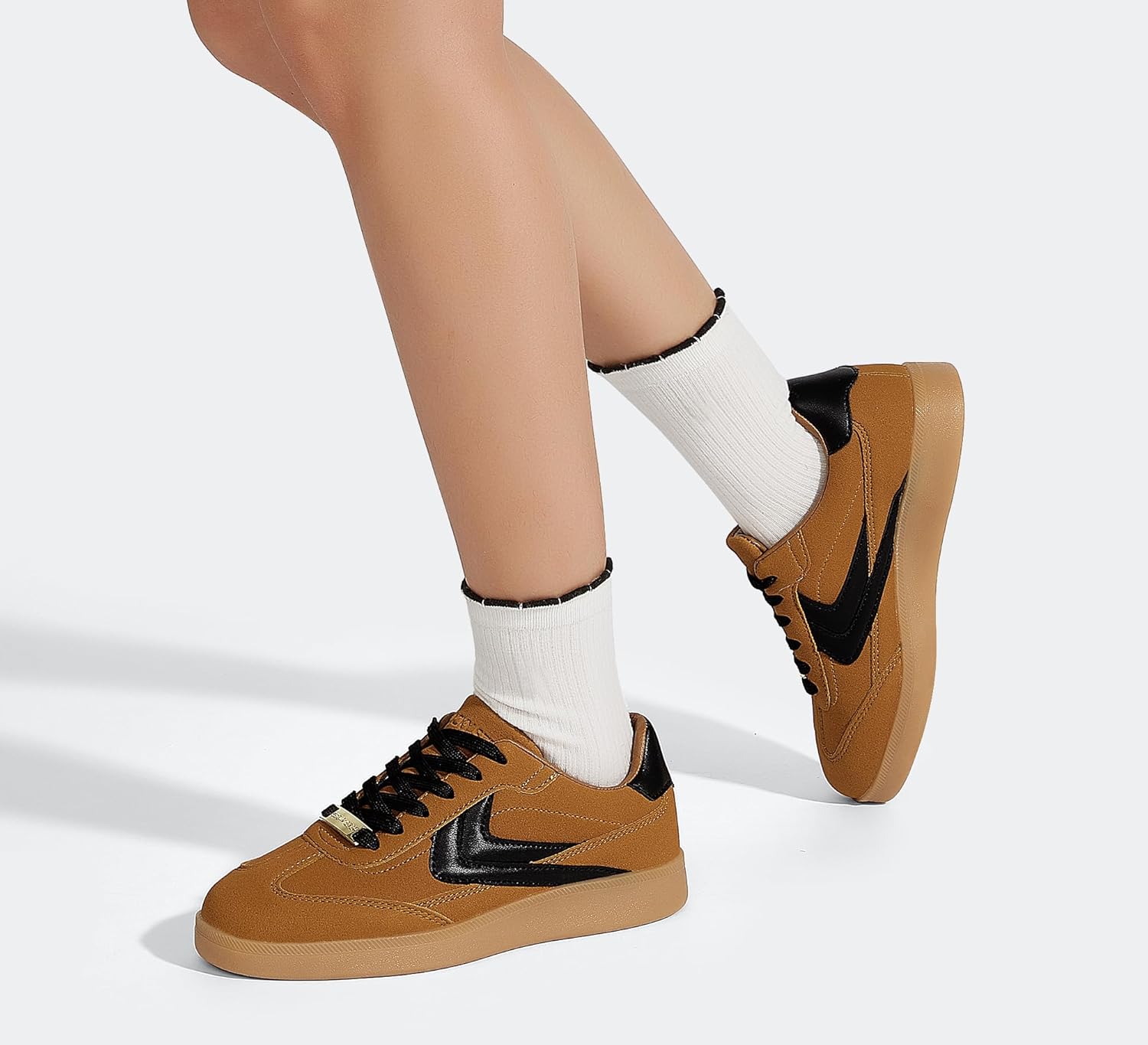 LUCKY STEP Women Retro Sneakers Fashion Classic Gum Sole Tennis Skate Shoes Casual Trendy Walking Trainer Anti Slip Flat Low-Top Footwear - Image 9