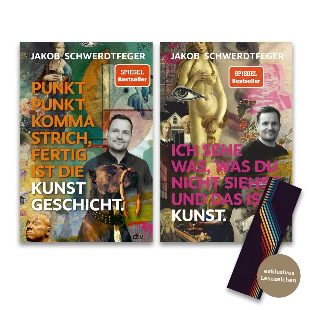 Jakob Schwerdtfeger - Buchset Kunstcomedy, Kunstgeschichte - mit Ich sehe was, was du nicht siehst, und das ist Kunst sowie Punkt Punkt Komma Strich - Sachbücher mit exklusivem Lesezeichen
