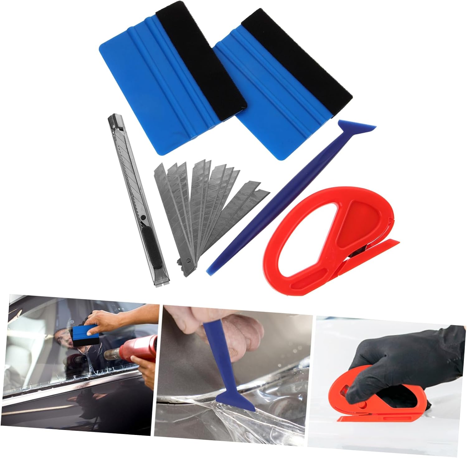 Vinyl Wrapping Tool Kit Window Tint Application with Squeegees Cutting Knife and Felt Scraper for Smooth Film Installation Cars and Homes