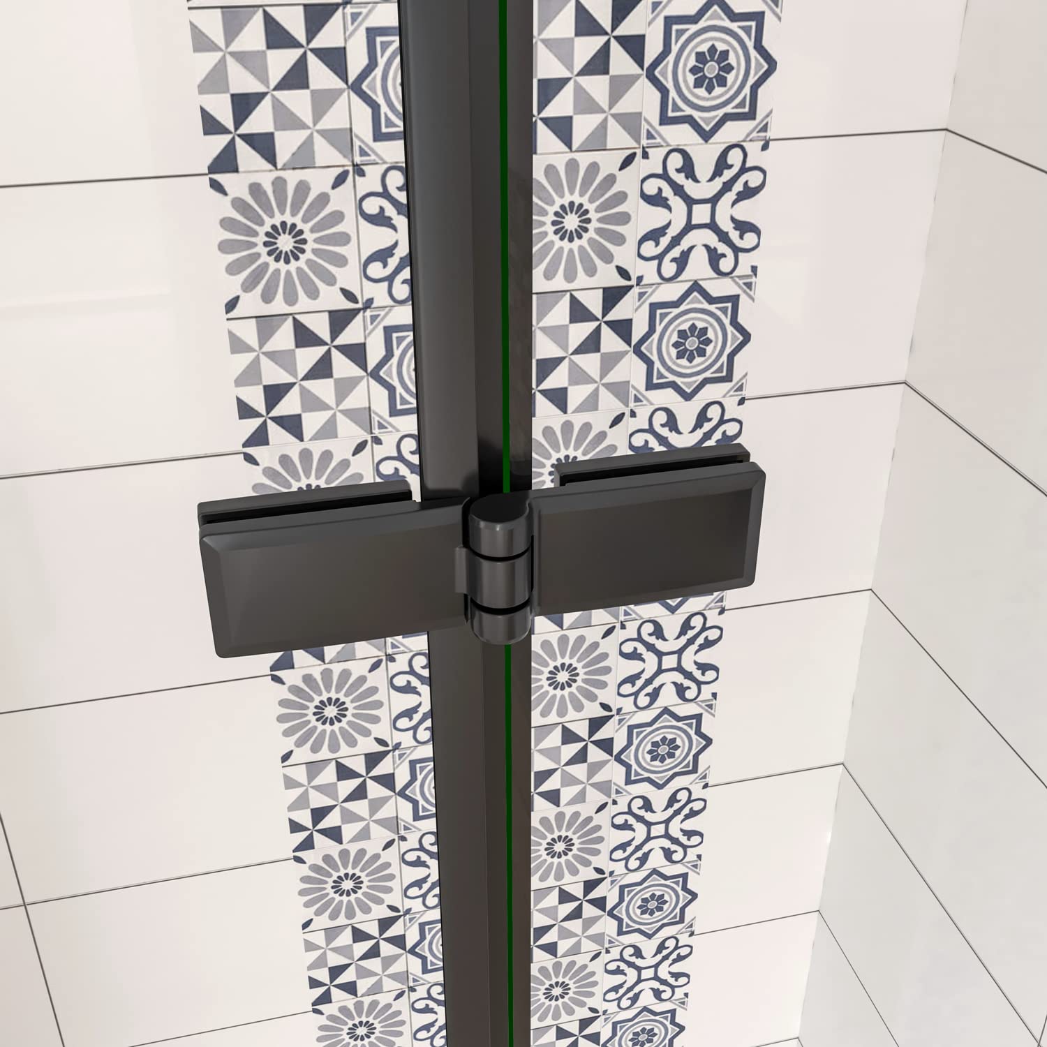 90x190cm Porta Doccia per Nicchia Apertura Battente Pieghevole in Vetro Temperato Trasparente 5 mm Anticalcare Telaio Nero Opaco