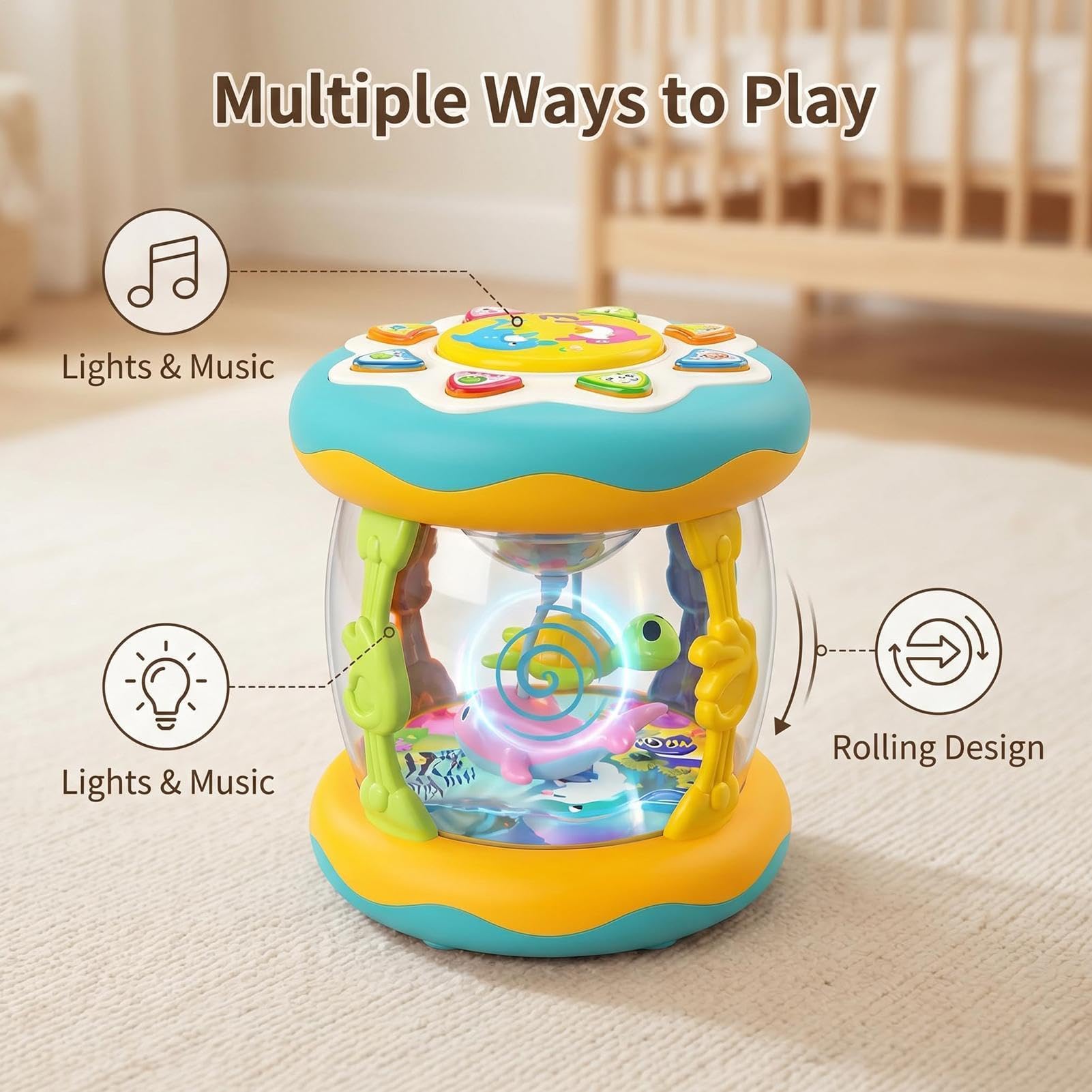Juguetes Musicales Juego Educativo Mar Giratorio con Luces de Colores