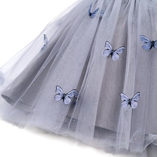 Miniatura 2 de Miipat Vestido de tul sin mangas para niñas pequeñas, vestido de tutú de mariposa floral para niñas pequeñas, vestidos de princesa para fiesta de