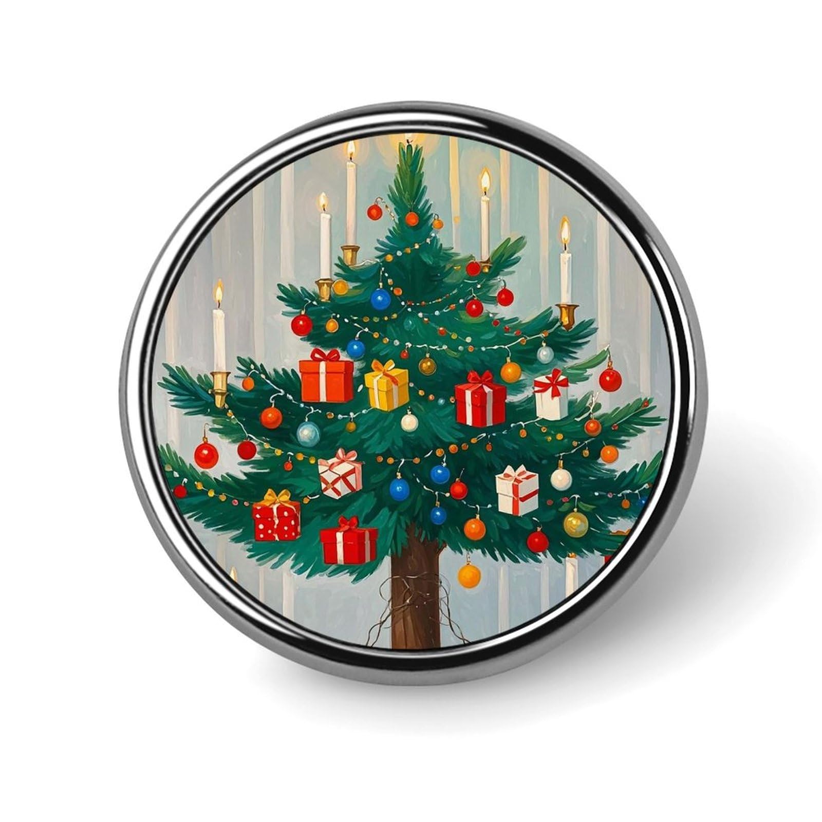 Stylish Christmas Decorations Printed Round Brooch: Lightweight, Durable, Stylish Wedding Accessory Ideal for Valentine's Day And Women's Day