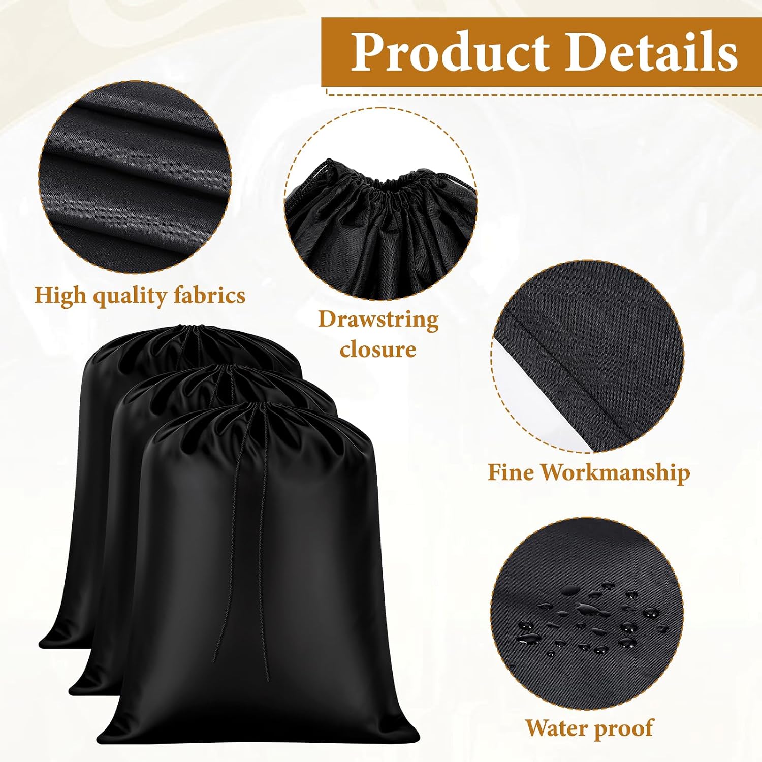 2 Pack Clothes Storage Bag, 43" x 55" Heavy Duty Moving Bags with Drawstring Large Luggage Organizer Bags for Travel Camp Home College Dorm Luggage Suitcase, Black