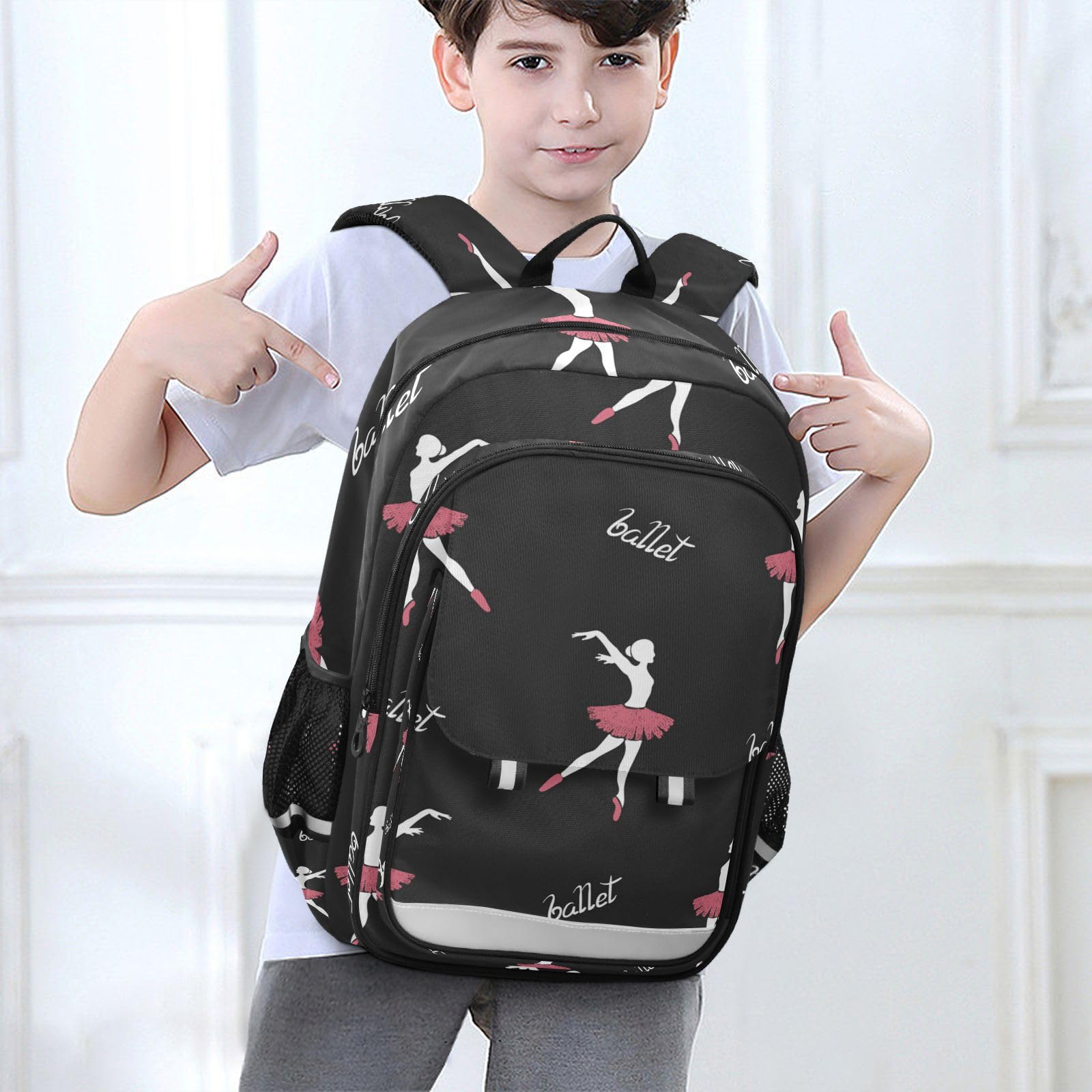 Sac d'école pour danseuses de ballet pour garçons et filles, grand sac à livres, léger, résistant à l'eau., Noir , taille unique