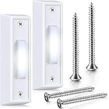 Saillong 2 Pieces Lighted Doorbell Button, Wired Doorbell Push Button, Replacement Wall Mounted Garage Door Bell with LED Light Compatible with Most Wire Chimes, Transformer White,White Light