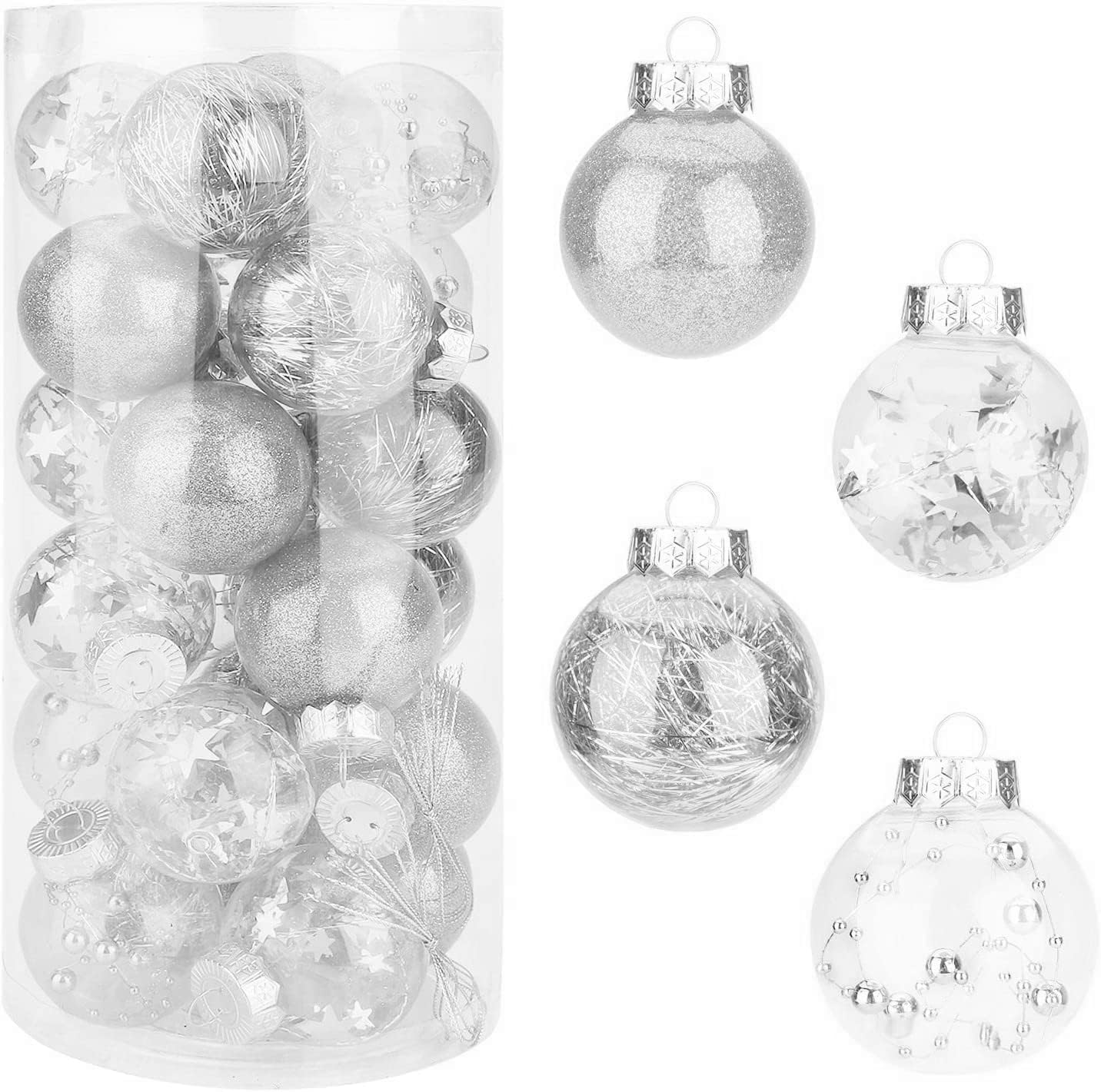 Set di Ornamenti Palla di Natale 24, 6 cm，Stile-1