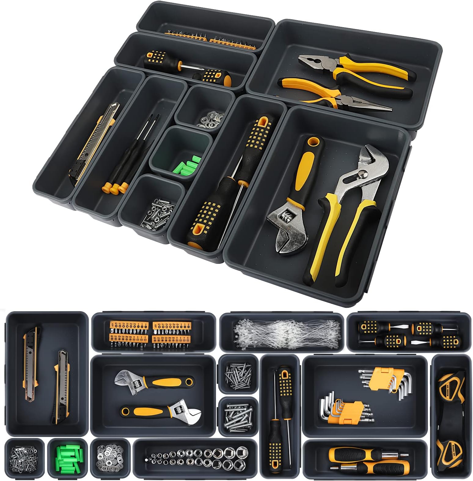 40-Pack Anti-slip Tool Box Organizer, Tool Drawer Organizers with 72pcs Non-slip Pads for Rolling Tool Drawers, Workbench and Cabinets, Tray Dividers Set for Toolbox Organization and Storage
