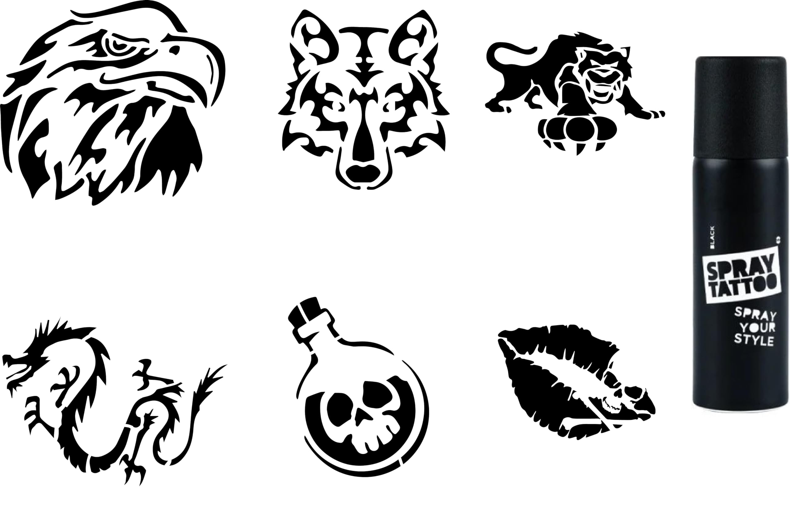 Vahşi Doğa Spray Tattoo Geçici Sprey Dövme Seti
