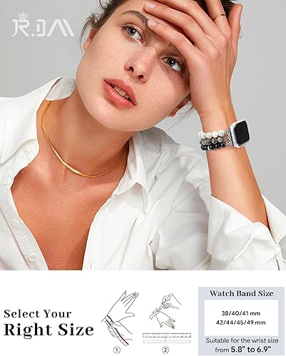 Miniatura 76 de JR.DM Natural Stone Beaded-Bands Women Compatible with Apple Watch Series 11 10 9 8 7 6 5 4 SE 3 2 1 Fashion Stretch Handmade Bracelet Fancy Boho