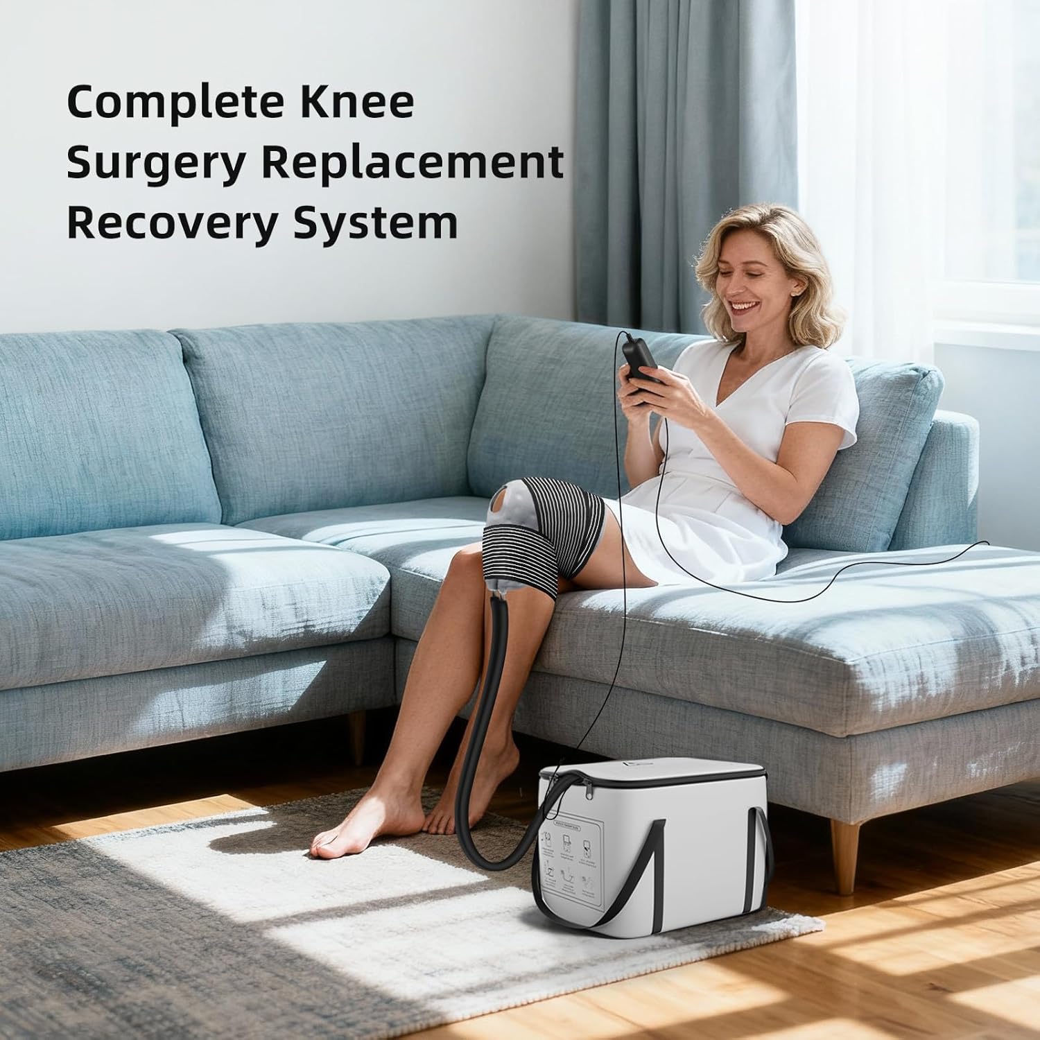 Ice Machine for Knee After Surgery, Cold Therapy Machine with Programmable Timing, Quiet Pump, Portable Knee Replacement Surgery Recovery System for Pain Relief, Easy to Use