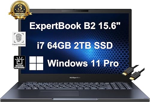 ASUS ExpertBook B5 FHD de 14 pulgadas (Intel 4-Core i7-1195G7, 16 GB de RAM, 2 TB PCIe SSD, grado militar duradero) portátil de negocios, huella
