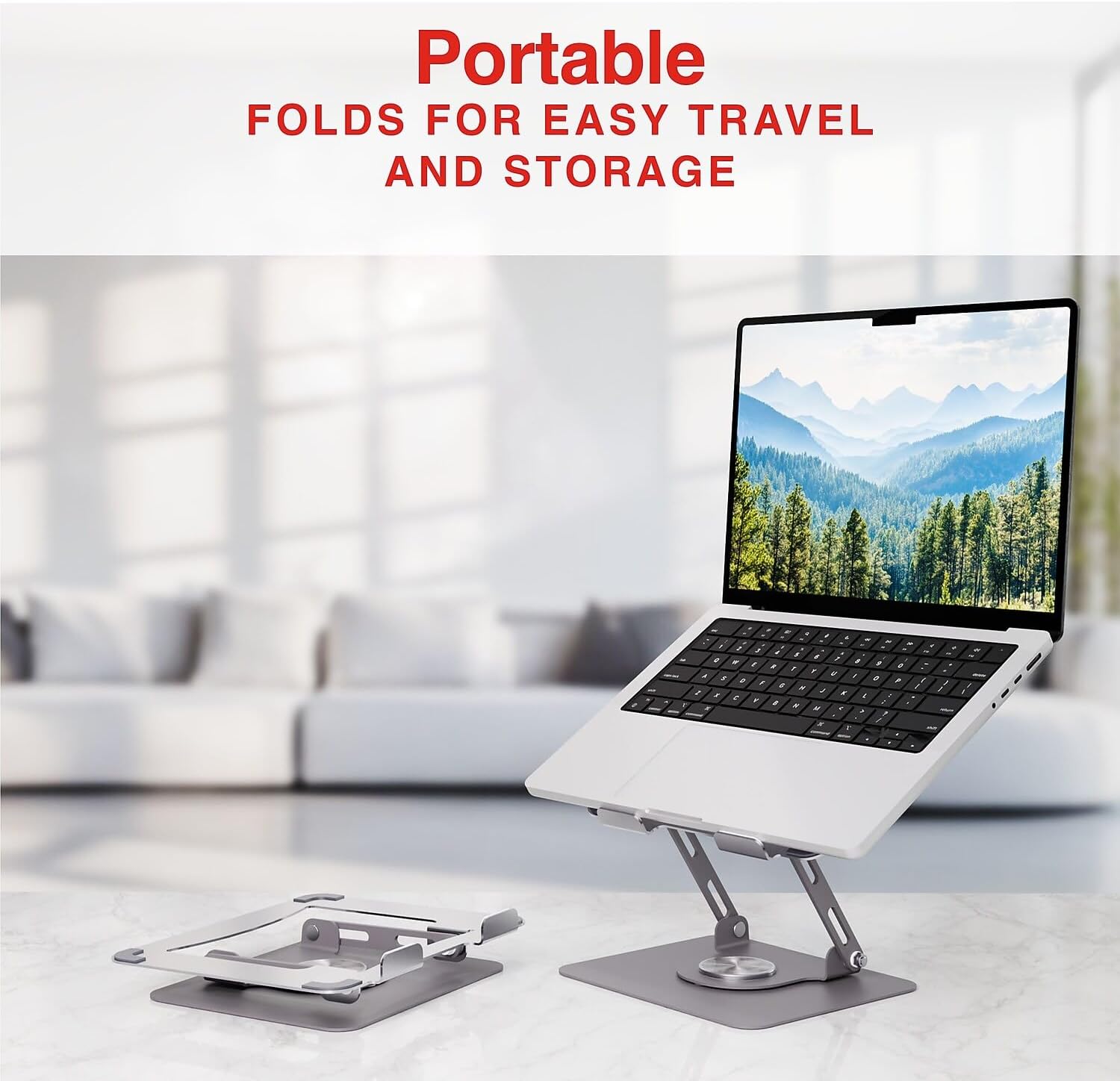 Staples TECH 10" x 8.7" Steel Adjustable Laptop Stand, Silver