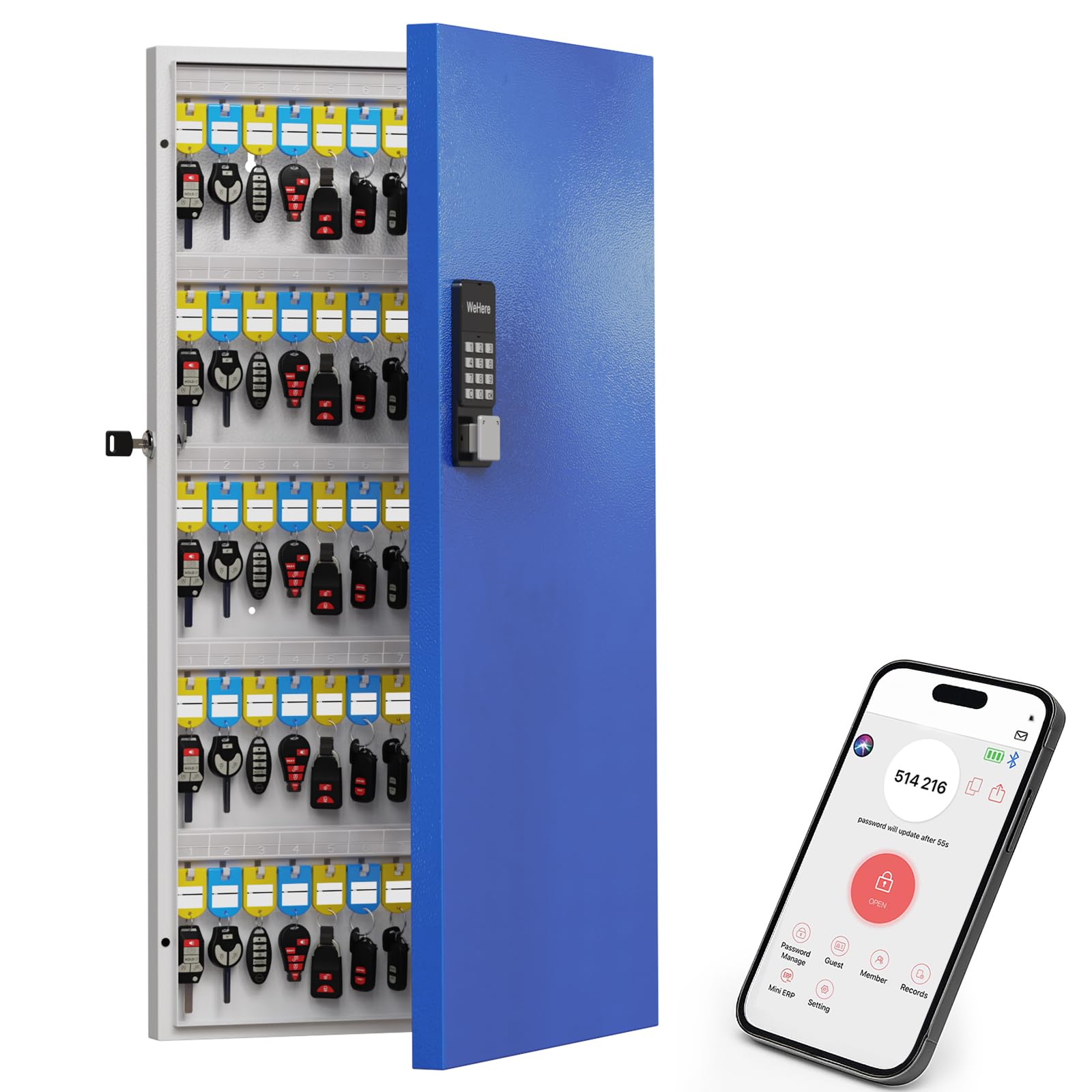 120 Key Lock Box Smart Key Organier Cabinet with Keypad &amp; App for Office