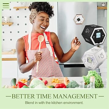 Productivity Timer, Silver Cube Timer Timer Cube Sensor Manager Timer (Black)