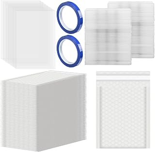 Eccliy 440 Pcs Trading Card Shipping Protector Set Include 120 Corrugated Plastic Cardboard Sheets Inserts 120 Poly Bubble Mailers Padded Envelopes 200 Soft Sleeves and 2 Masking Tape