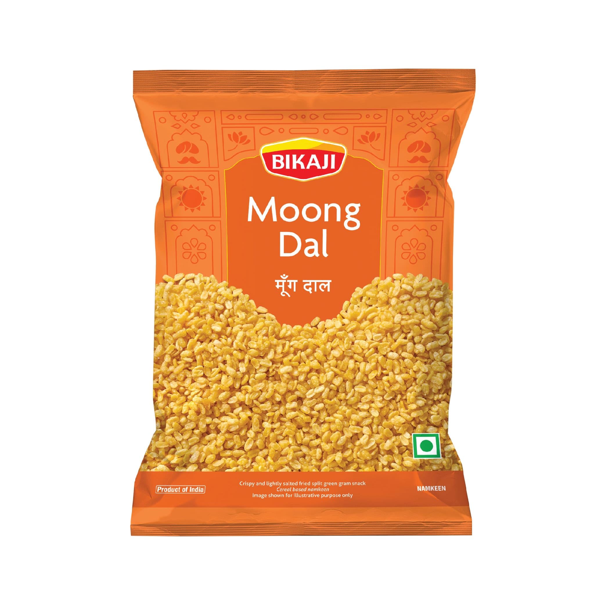 Bikaji Moong Dal - Salty Golden Beads | Mug Dal | Paasi Paruppu | Addictive Crunch | Fully Automated Preparation | Even Frying & Flavoring | Extraordinary Taste & Feeling | 200g Pack