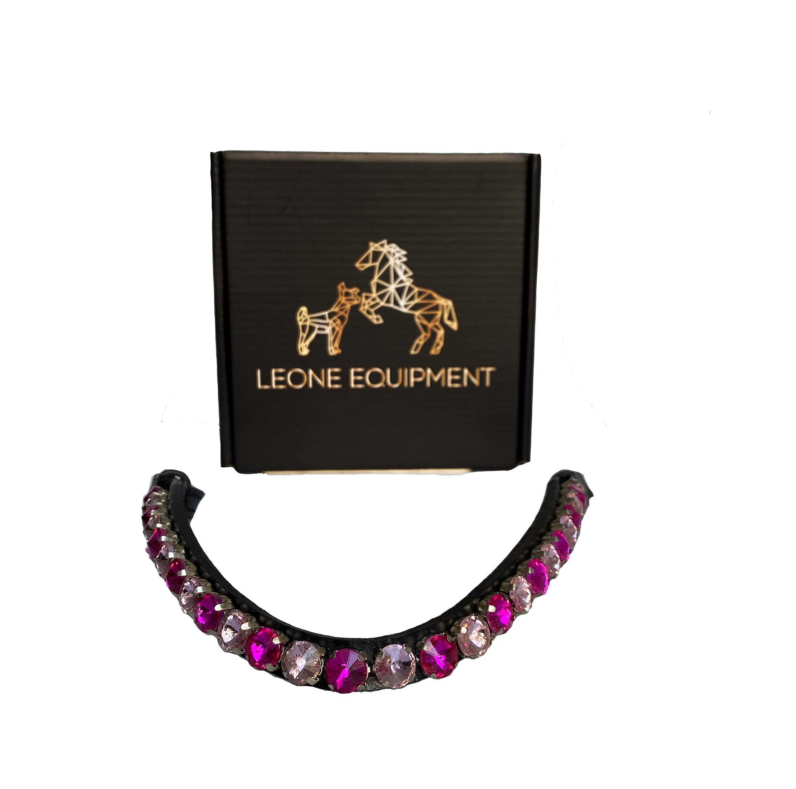 Stirnriemen Pferd Glitzer Trensen Stirnband Rosa Kirschrot Warmblut Vollblut Pony Braunes Leder