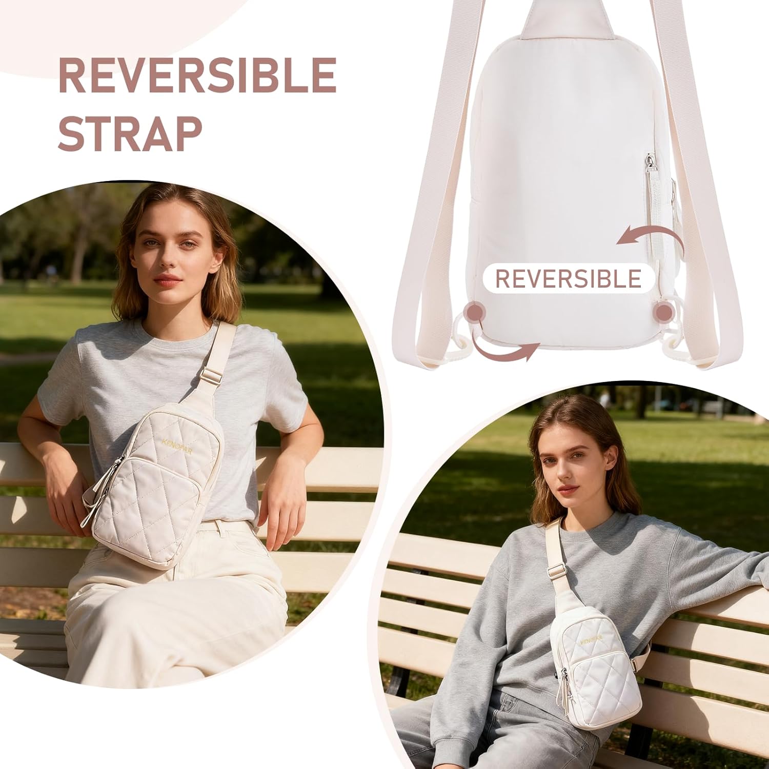 Womenquilted Puffer Crossbody Bag, Fanny Packs for Travel Hiking Lightweight Sling Backpack,Both Daily Commuting and Travel - Image 2