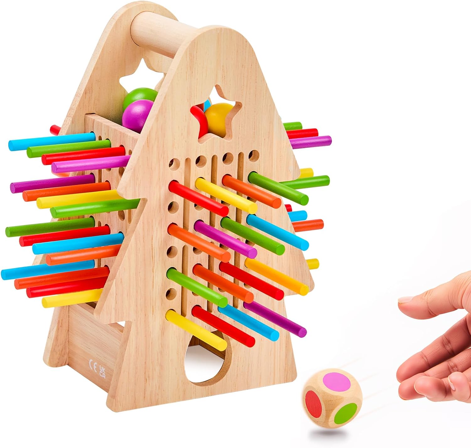 Christmas Tree Tower Wooden Sticks Dice Game for Kids 3-8 | Math Learning & Fine Motor Skills Educational Toy, Montessori Toys for Family Game Night, Birthday Gifts for Boys Girls