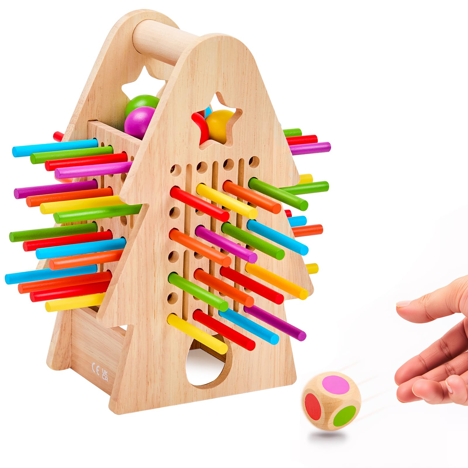Greek Science Christmas Tree Tower Wooden Sticks Dice Game for Kids 3-8