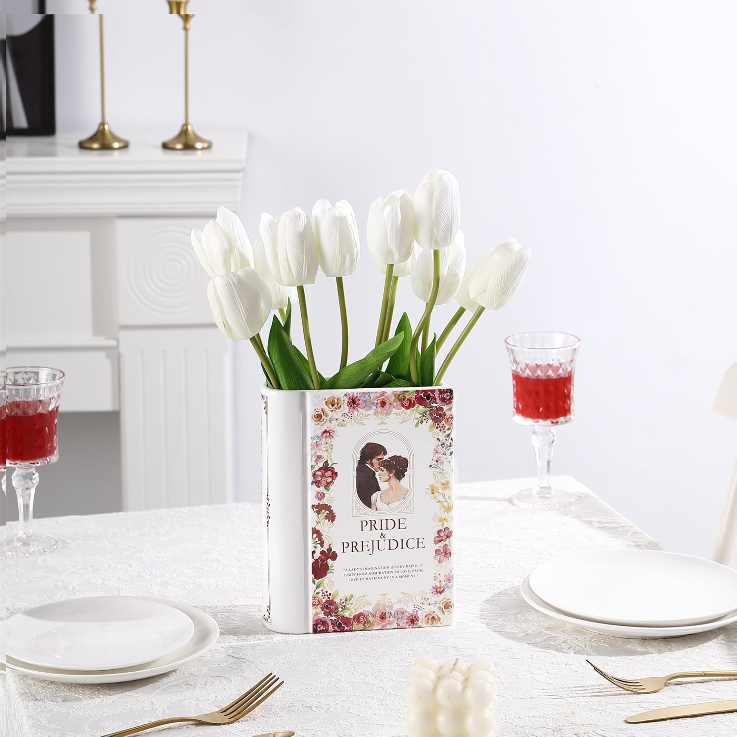 Ceramic Book Vase for Flowers, Book Flower Vases White, Book Shaped Vase, A Book About Flowers Vase, Decorative Ceramic Vases for Home, Office, Dining Table(Pride) - Image 4