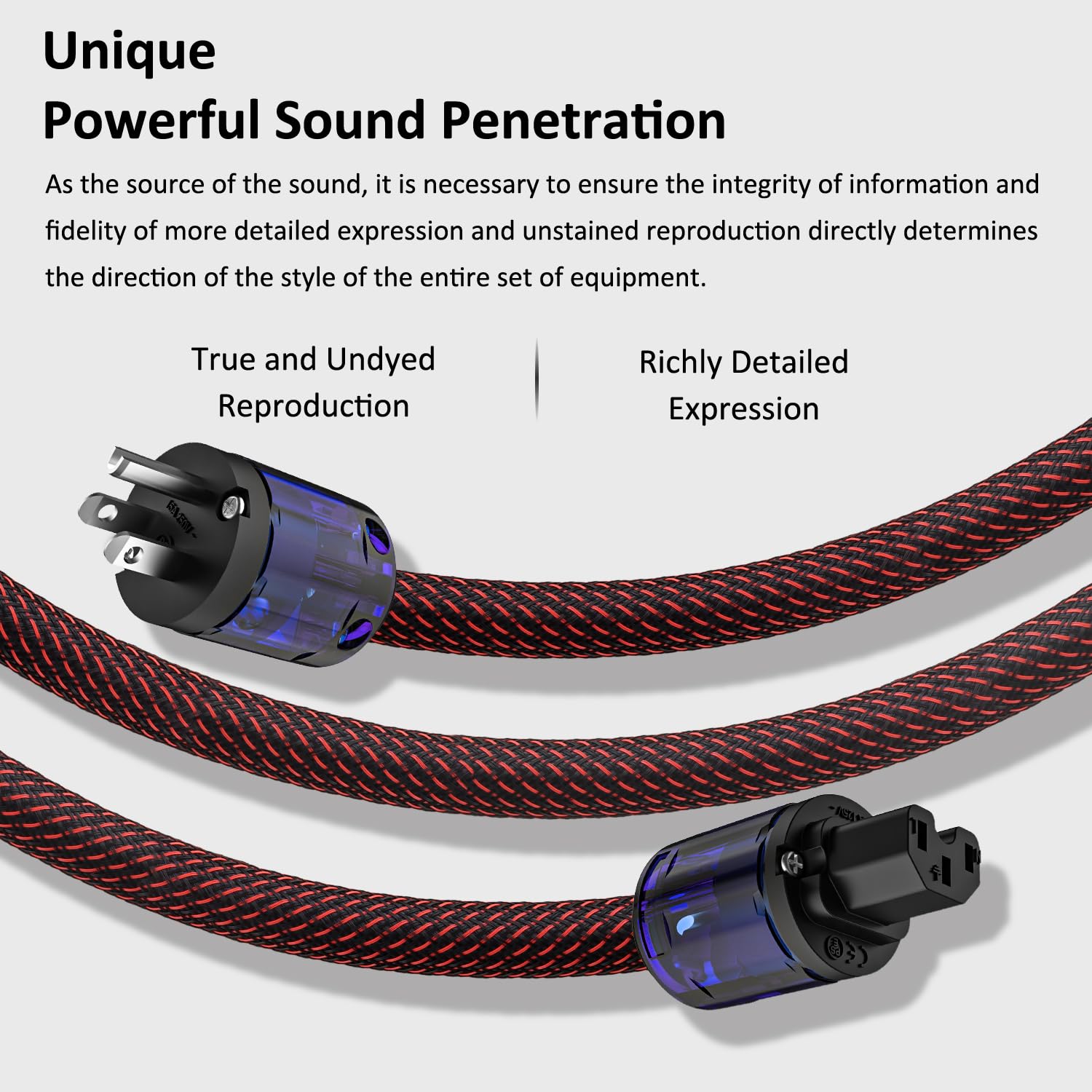 Audiocrast 2m HiFi Netzkabel 10AWG OD 17mm OFC Treiber Kupfer Schirmung High-End Stromkabel mit US-Stecker + IEC C13 Stecker