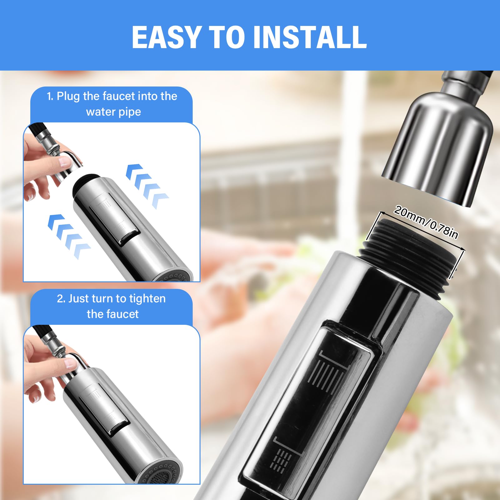 Doccetta per Lavandino Cucina, 2 Modalità, Spruzzatore Estraibile, Soffione Doccia di Ricambio in Plastica per Cucina e Bagno, Doccetta per Lavandino, Rompigetto Cucina