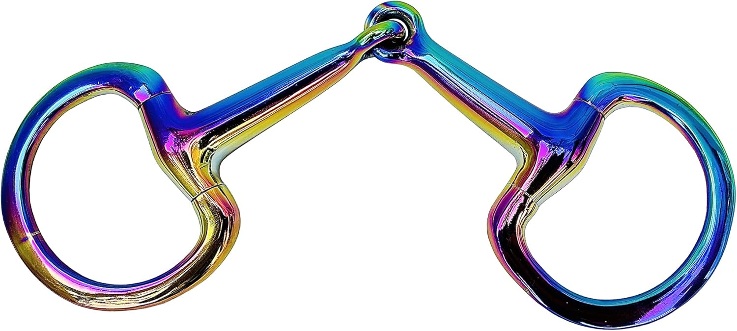 Lenza Rainbow Bits Horse Single Joint Bit Rainbow Thin Mouth Joint Flat Ring Eggbutt Snaffle Rainbow Bits