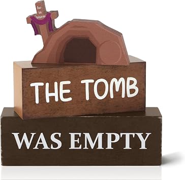 4 Pcs Easter Religious Wooden Tiered Tray Decor, Christian Easter Cross Decorations Gifts for Home, Rustic Tomb Table Centerpiece for Holy Week Party Kitchen Farmhouse