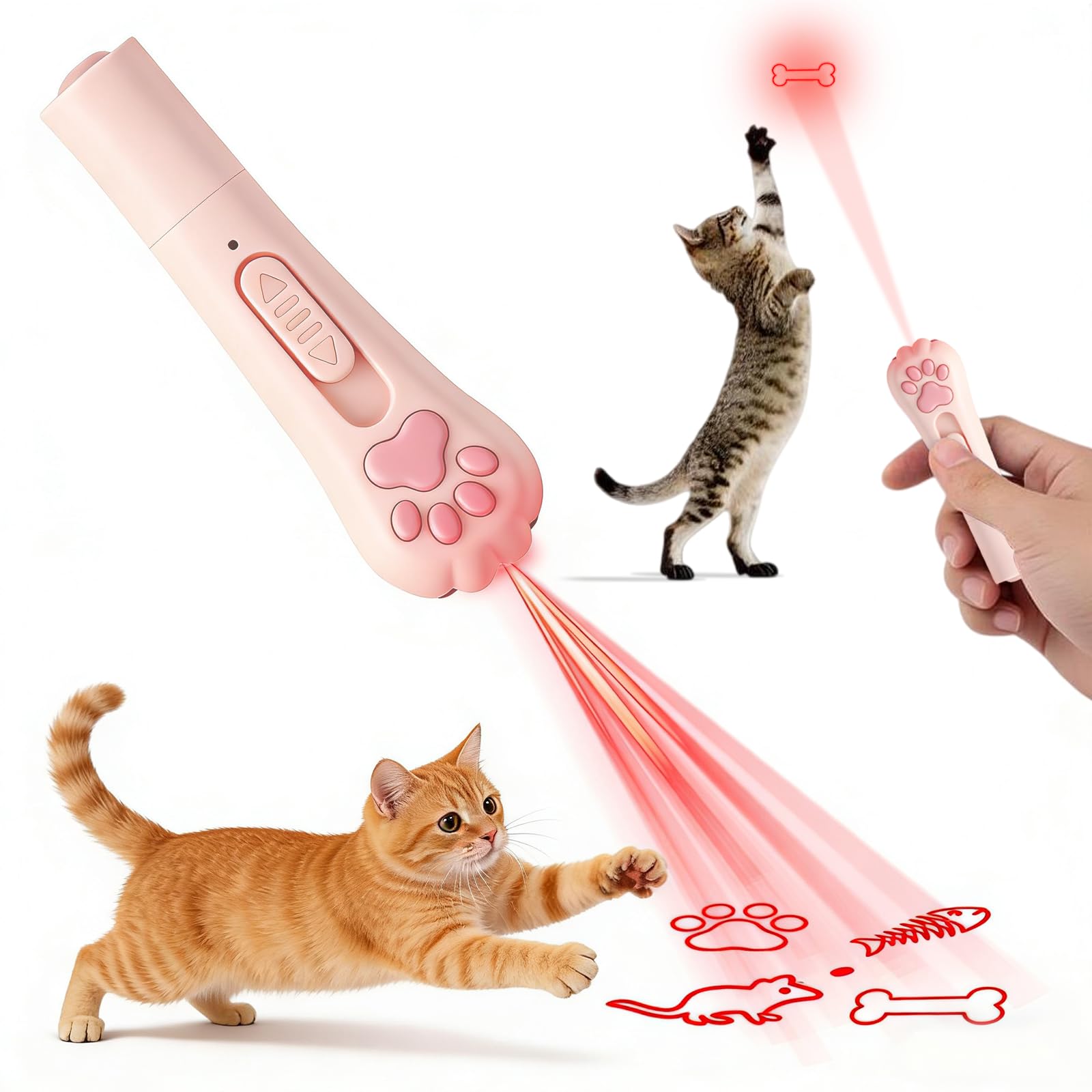 Jouet interactif portable pour chat Walfront anti-ennui avec 5 modes réglables