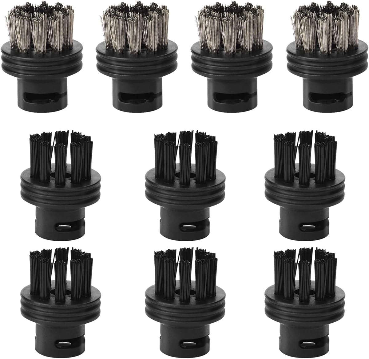 Waitbird 10 Pack Steam Cleaner Brush Heads, Compatible Steam Cleaner, Replacement Parts Accessories Cleaning Brush Head for Hard Surface (6 Pack Nylon Brushes + 4 Pack Brass Brushes)