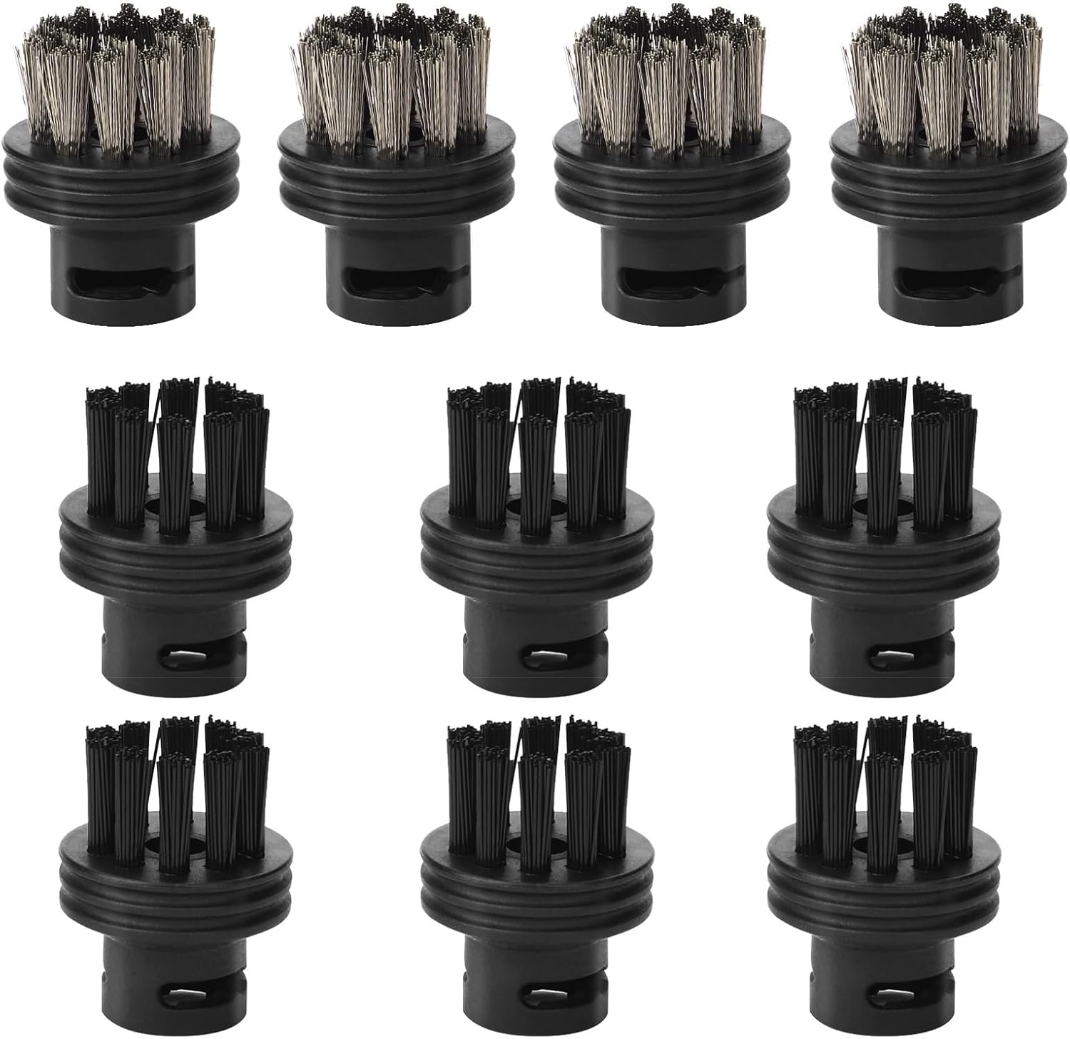 Waitbird 10 Pack Steam Cleaner Brush Heads, Compatible Steam Cleaner, Replacement Parts Accessories Cleaning Brush Head for Hard Surface (6 Pack Nylon Brushes + 4 Pack Brass Brushes)