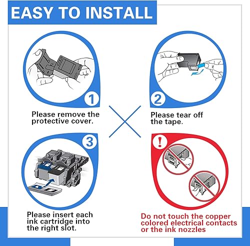 Miniatura 6 de JONITY Cartucho de tinta remanufacturado de repuesto para HP 60XL 60, paquete combinado de cartuchos de tinta color y negro para impresora