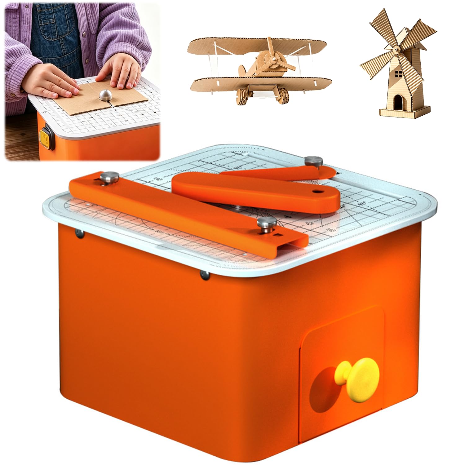 Kindersicherer Kartonschneider,45W Elektrischer Papierschneider mit Klingenloser Technologie,Präzisionsschneiden von 0–4mm Dickem Karton,STEM-Bastelwerkzeug für DIY 3D Modelle und Schulprojekte