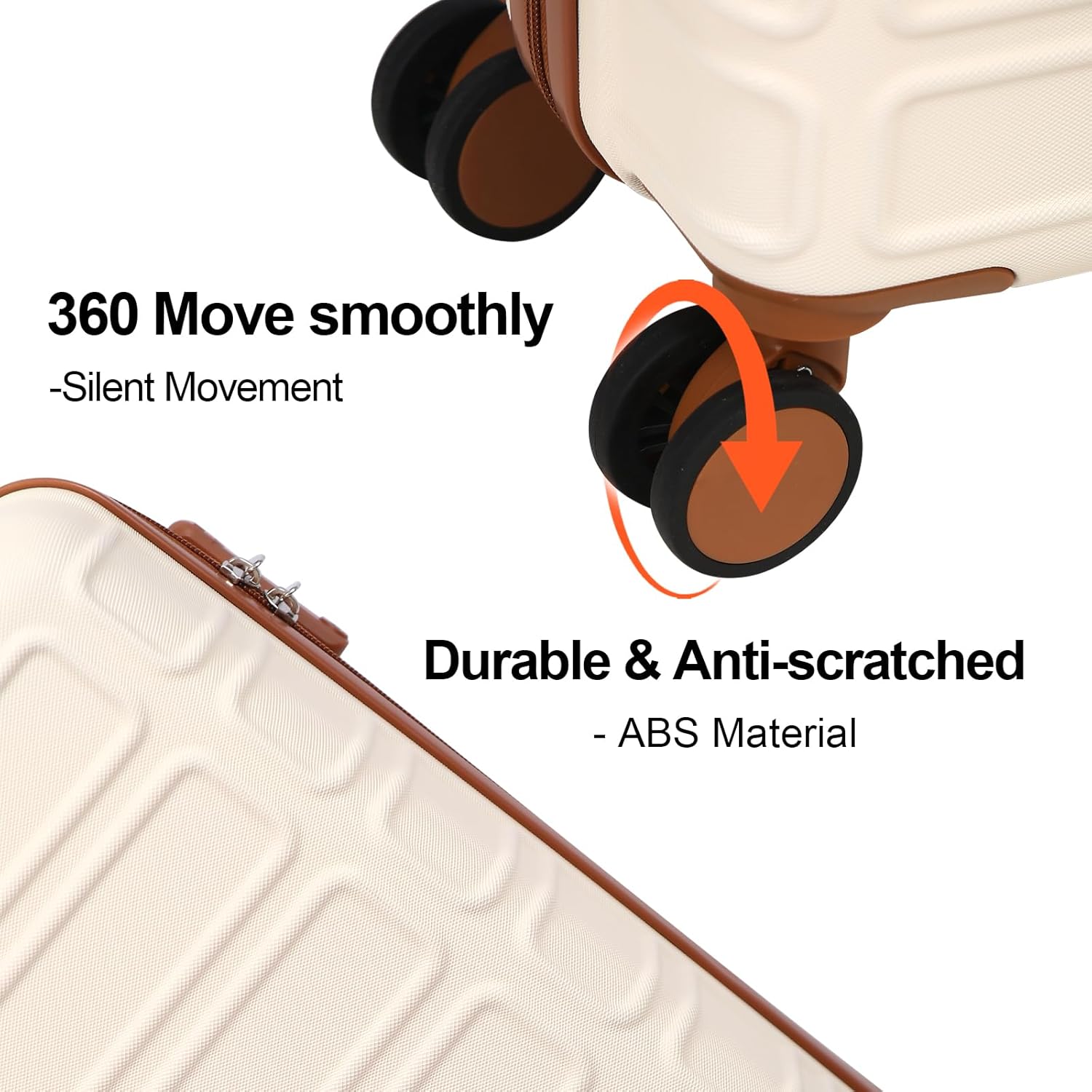 4 Piece Luggage Set Expandable ABS Travel Suitcase Set TSA Lock Hardshell Durable Lightweight Traveling Luggage Sets Gift for Back to School (OFF White, 28in26in20in13in) - Image 9