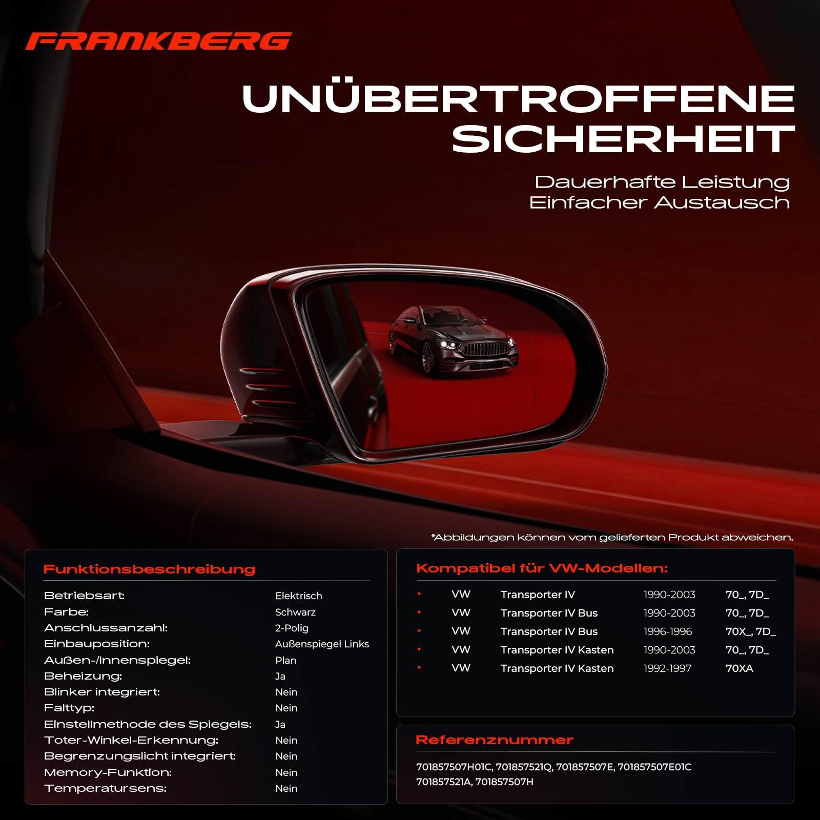 Frankberg 1x Specchietto esterno sinistro elettrico a 2 poli/3 poli